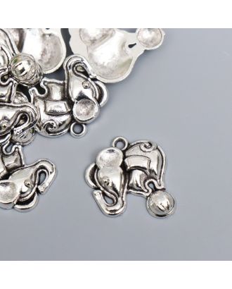 Декор металл для творчества "Слоник на шаре" серебро 231 1,8х2 см арт. СМЛ-192633-1-СМЛ0006923451