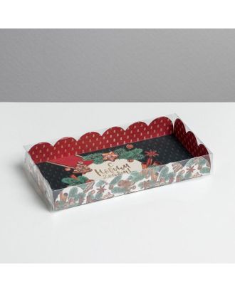 Коробка для кондитерских изделий с PVC крышкой «Корица», 10.5 × 21 × 3 см арт. СМЛ-160849-1-СМЛ0006930839