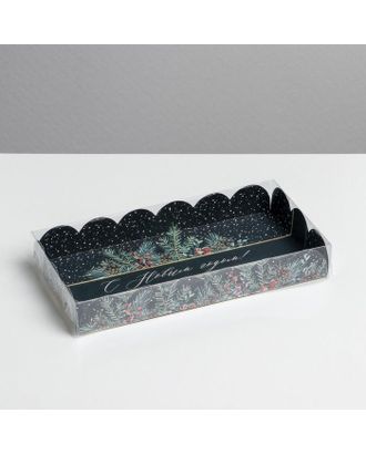 Коробка для кондитерских изделий с PVC крышкой «Снежок», 10.5 × 21 × 3 см арт. СМЛ-160850-1-СМЛ0006930840