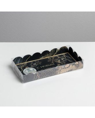 Коробка для кондитерских изделий с PVC крышкой «Снежинка», 10.5 × 21 × 3 см арт. СМЛ-160852-1-СМЛ0006930843