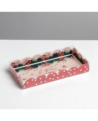 Коробка для кондитерских изделий с PVC крышкой «Гирлянды», 10.5 × 21 × 3 см арт. СМЛ-160855-1-СМЛ0006930846