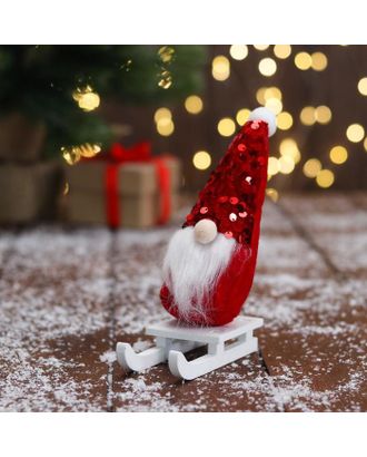 Мягкая игрушка "Дед Мороз на санках" 5х13 см, красный арт. СМЛ-164214-1-СМЛ0006932421