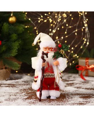Дед Мороз "В костюмчике с орнаментом, с посохом" двигается, 11х25 см арт. СМЛ-170851-1-СМЛ0006938372