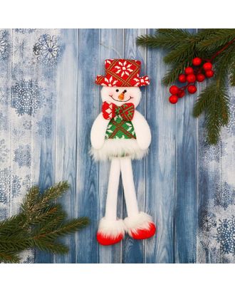 Мягкая игрушка "Снеговик в костюме с орнаментом, в шляпке" 9,5х30 см арт. СМЛ-169272-1-СМЛ0006938920