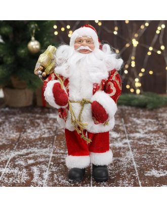 Дед Мороз "В красной шубе с подвязкой, с подарками" 16х30 см арт. СМЛ-162618-1-СМЛ0006949612