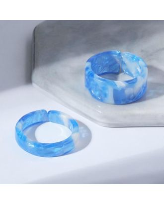 Набор 2 кольца из акрила "Дуос", цвет ярко-синий, размер 17-17,5 арт. СМЛ-168952-1-СМЛ0006970459