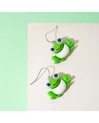 Купить Детская бижутерия Серьги детские "Выбражулька" лягушки, цет зелёный в серебре арт. СМЛ-168972-1-СМЛ0006970527 оптом в Беларуси