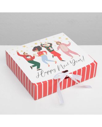 Складная коробка подарочная «Happy NY», 20 × 18 × 5 см арт. СМЛ-163946-1-СМЛ0006971616