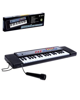 Синтезатор "Детский", 37 клавиш, с микрофоном, цвет чёрный арт. СМЛ-184284-1-СМЛ0006975820