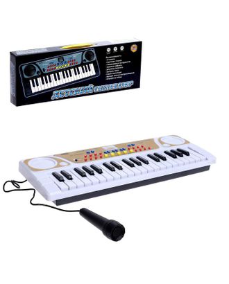 Синтезатор "Детский", 37 клавиш, с микрофоном, цвет белый арт. СМЛ-184285-1-СМЛ0006975821