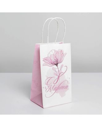 Пакет подарочный крафтовый «Цветок», 12 × 21 × 9 см арт. СМЛ-203129-1-СМЛ0007000561