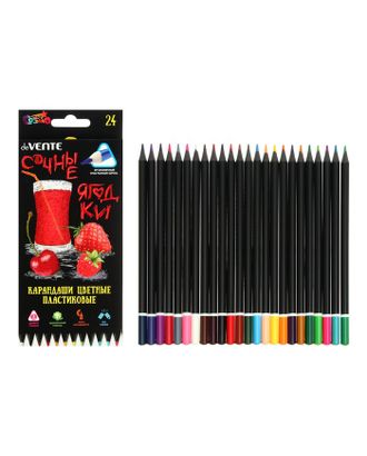 Карандаши цветные пластиковые, 24 цвета, deVENTE Juicy Black, трёхгранные, 2М, d-3мм, тонированные в чёрный цвет арт. СМЛ-223560-1-СМЛ0007003017