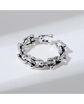 Кольцо "Цепь" модерн, цвет серебро, безразмерное арт. СМЛ-169982-1-СМЛ0007005479