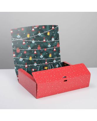 Коробка складная двухсторонняя «Новогодние истории», 20 × 18 × 5 см арт. СМЛ-163786-3-СМЛ0007007610