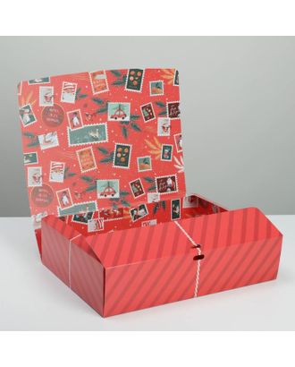 Коробка складная двухсторонняя «Почта новогодняя», 16.5 × 12.5 × 5 см арт. СМЛ-163789-3-СМЛ0007007613