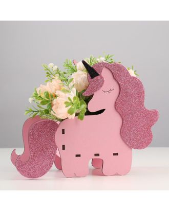 Кашпо деревянное для цветов и подарков "Единорог", розовое, 25,1х9,8х20 см арт. СМЛ-171026-1-СМЛ0007007990