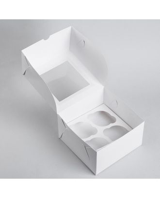 Упаковка для капкейков с окном на 4 шт, 16 х 16 х 10 см, набор 5 шт. арт. СМЛ-157551-1-СМЛ0007041824