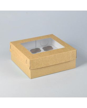 Упаковка для капкейков с окном на 9 шт, 25 х 25 х 10 см, набор 5 шт. арт. СМЛ-157553-1-СМЛ0007041826