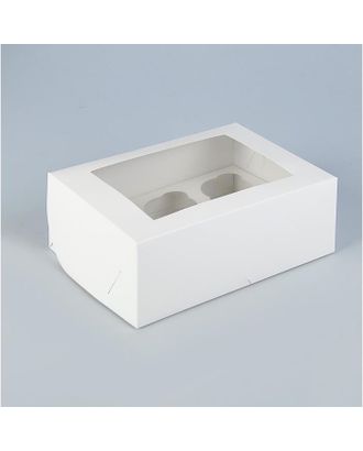 Коробка на 6 капкейков с окном, белая, 25 х 17 х 10 см, набор 5 шт. арт. СМЛ-157554-1-СМЛ0007041828