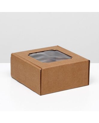 Коробка самосборная, с окном, крафт, 19 х 19 х 9 см, набор 5 шт. арт. СМЛ-157528-1-СМЛ0007041926
