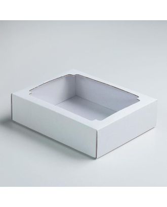Коробка сборная без печати крышка-дно белая с окном 18 х 15 х 5 см, набор 5 шт. арт. СМЛ-157529-1-СМЛ0007041927
