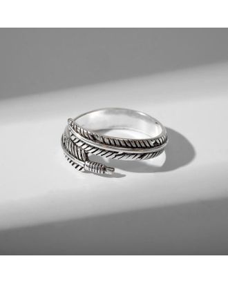 Кольцо "Перо" тренд, цвет чернёное серебро, безразмерное арт. СМЛ-169514-1-СМЛ0007050652
