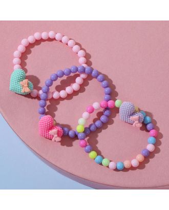 Набор детских браслетов "Выбражулька" сердца, цветные арт. СМЛ-186900-1-СМЛ0007054289