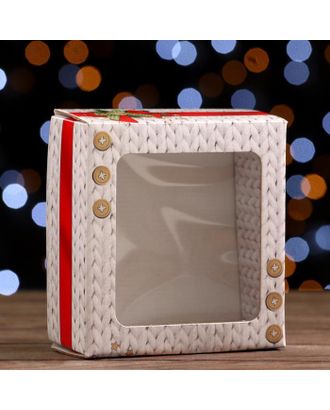 Коробка подарочная, крышка-дно, "Тёплый Новый Год", 14,5 х 14,5 х 6 см арт. СМЛ-167560-1-СМЛ0007067123