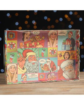 Коробочка для печенья "Pop-art новогодний сюрприз", 22 х 15 х 3 см арт. СМЛ-169276-1-СМЛ0007068188