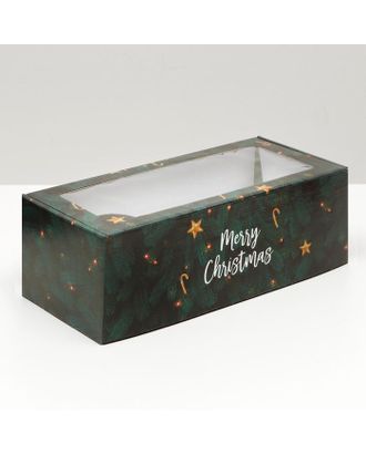 Коробка самосборная, с окном, "Счастливого Рождества", 16 х 35 х 12 см арт. СМЛ-163407-1-СМЛ0007068208