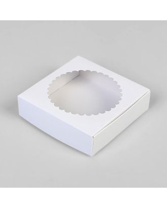 Подарочная коробка сборная с окном, белый, 11,5 х 11,5 х 3 см, набор 5 шт. арт. СМЛ-159131-1-СМЛ0007087716