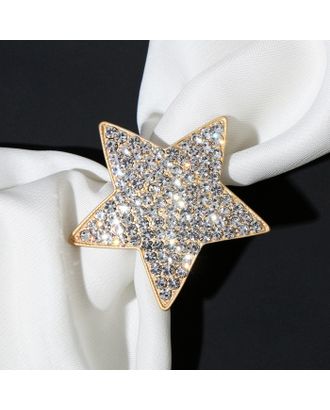 Купить Кольцо для платка "Звезда", цвет белый в матовом золоте арт. СМЛ-211003-1-СМЛ0007114090 оптом в Череповце
