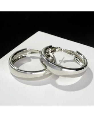 Серьги-кольца "Каньон" утолщённая линия, цвет серебро, d=2,5 арт. СМЛ-161212-1-СМЛ0007114296