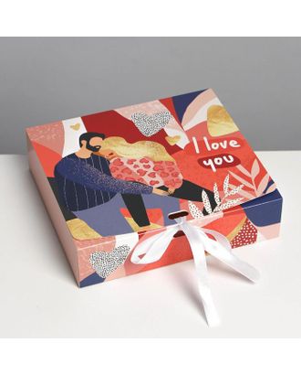 Коробка складная подарочная «I love you», 20 × 18 × 5 см арт. СМЛ-180156-1-СМЛ0007120094