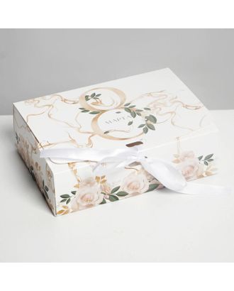 Коробка складная подарочная «8 марта, золото», 16.5 × 12.5 × 5 см арт. СМЛ-168156-1-СМЛ0007120101