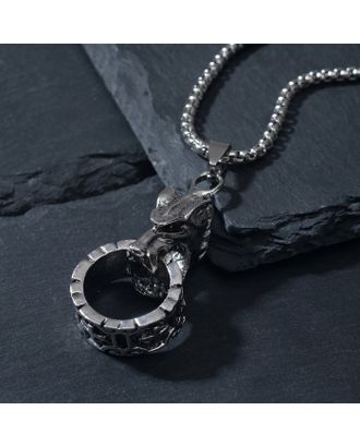 Кулон "Волк" кольцо, цвет чернёное серебро, 70см арт. СМЛ-194646-1-СМЛ0007121242