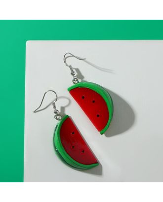 Серьги пластик "Вкусности" дольки арбуза, цвет красно-зелёный арт. СМЛ-162410-1-СМЛ0007142030