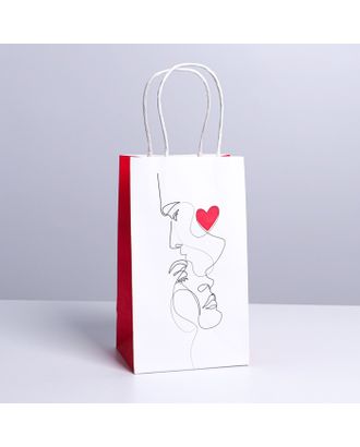 Пакет подарочный крафтовый Love, 12 × 21 × 9 см арт. СМЛ-194585-1-СМЛ0007150707