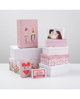 Набор подарочных коробок 10 в 1 «LOVE», 12 × 7 × 4 - 32.5 × 20 × 12.5 см арт. СМЛ-202073-1-СМЛ0007150826