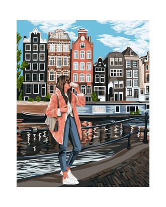 Картина по номерам на холсте с подрамником «Девушка в Амстердаме» 40х50 см арт. СМЛ-210674-1-СМЛ0007153374