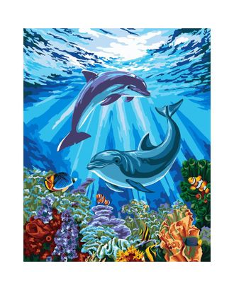 Картина по номерам на холсте с подрамником «Дельфины-друзья» 40х50 см арт. СМЛ-210683-1-СМЛ0007153385