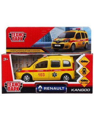 Машина металл. "Renault Kangoo реанимация", 12 см, двери, багаж, цвет желтый KANGOO-12AMB-YE арт. СМЛ-161537-1-СМЛ0007154168