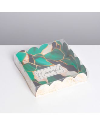 Коробка для кондитерских изделий с PVC крышкой «Wonderful», 13 × 13 × 3 см арт. СМЛ-190850-1-СМЛ0007155174