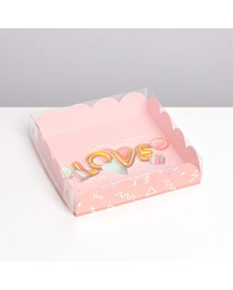 Коробка для кондитерских изделий с PVC крышкой «Воздушная любовь», 13 × 13 × 3 см арт. СМЛ-190851-1-СМЛ0007155175