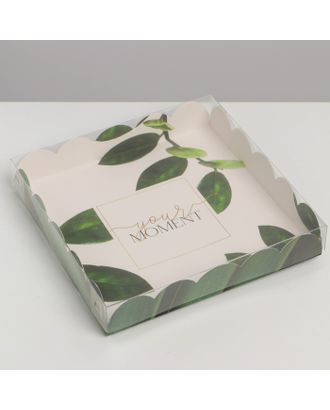 Коробка для кондитерских изделий с PVC крышкой «Эко», 18 × 18 × 3 см арт. СМЛ-229304-1-СМЛ0007155190
