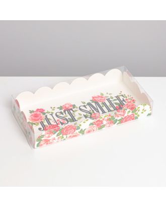 Коробка для кондитерских изделий голография с PVC крышкой «Just smile, 10,5 × 21 × 3 см арт. СМЛ-190857-1-СМЛ0007155224