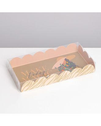 Коробка для кондитерских изделий с PVC крышкой «Make today magic», 21 × 21 × 3 см арт. СМЛ-190714-3-СМЛ0007155230