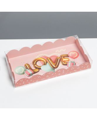 Коробка для кондитерских изделий с PVC крышкой «Воздушная любовь», 10,5 × 21 × 3 см арт. СМЛ-193996-1-СМЛ0007155231
