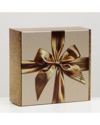 Коробка самосборная "Бант", золотая, 23 х 23 х 8 см арт. СМЛ-189552-1-СМЛ0007166404