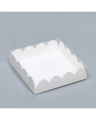 Коробочка для печенья, белая, 12 х 12 х 3 см арт. СМЛ-200790-1-СМЛ0007184422